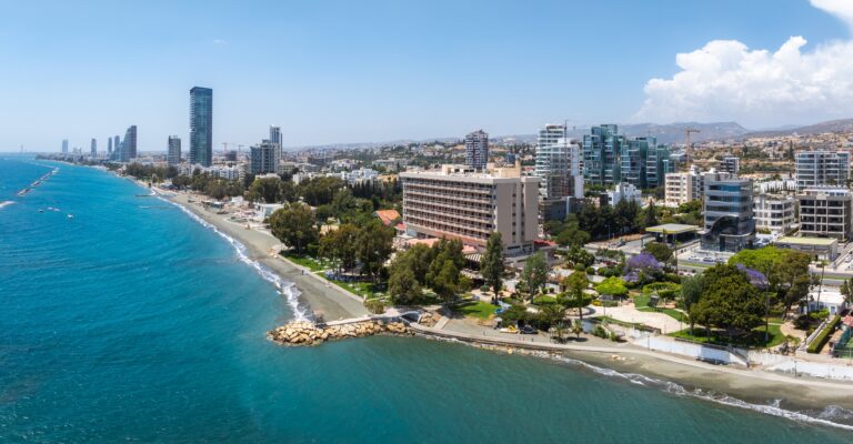 Aerial,View,Of,Limassol,,Cyprus,,Featuring,High,Rise,Buildings,,A