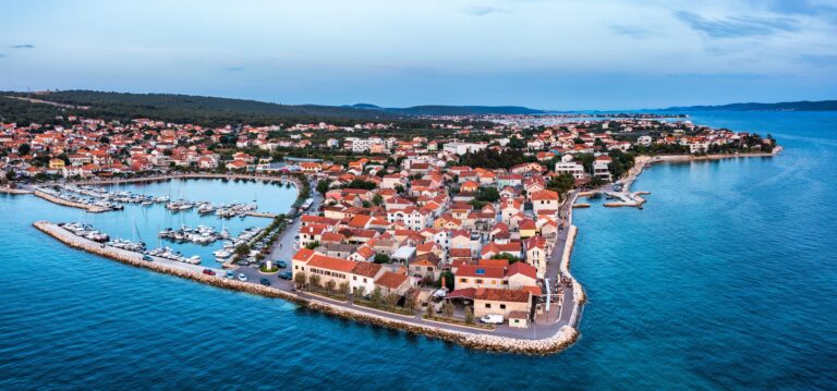 Adriatic,Village,Of,Bibinje,Harbor,And,Waterfront,Panoramic,View,,Dalmatia