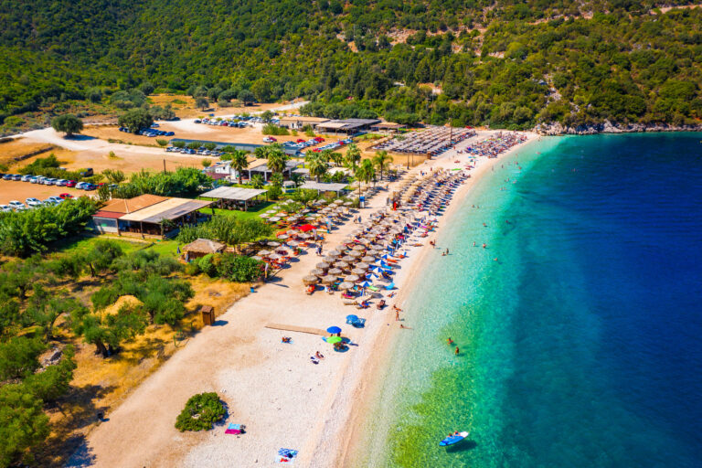 Beautiful,Crystal,Clear,Azure,Water,At,Antisamos,Beach,On,Kefalonia