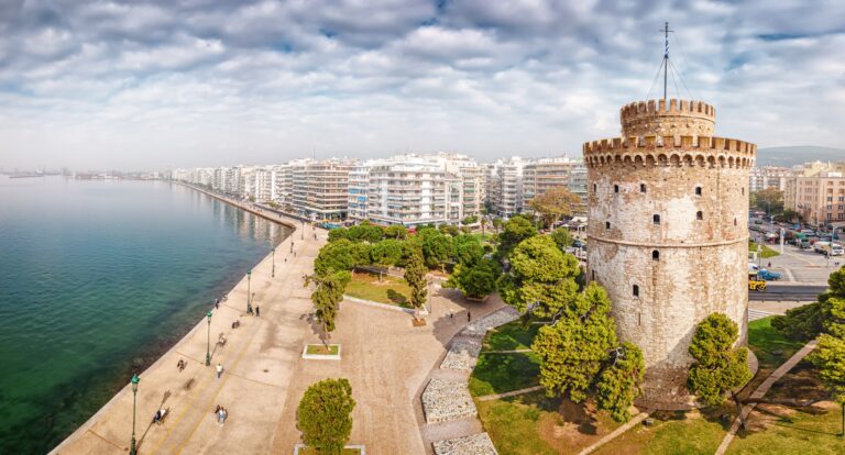 Aerial,Panoramic,View,Of,The,Main,Symbol,Of,Thessaloniki,City